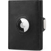 DODENSHA AirTag Wallet, Credit Card Holder Slim Wallet RFID Blocking Genuine Leather Minimalist Wallet with Banknote Compartments, ID Window, Coin Pocket & Snap Closure Men Wallets with Gift Box - DODENSHA
