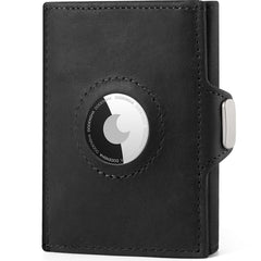 DODENSHA AirTag Wallet, Credit Card Holder Slim Wallet RFID Blocking Genuine Leather Minimalist Wallet with Banknote Compartments, ID Window, Coin Pocket & Snap Closure Men Wallets with Gift Box - DODENSHA