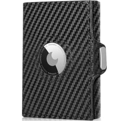 DODENSHA AirTag Wallet, Credit Card Holder Slim Wallet RFID Blocking Genuine Leather Minimalist Wallet with Banknote Compartments, ID Window, Coin Pocket & Snap Closure Men Wallets with Gift Box - DODENSHA