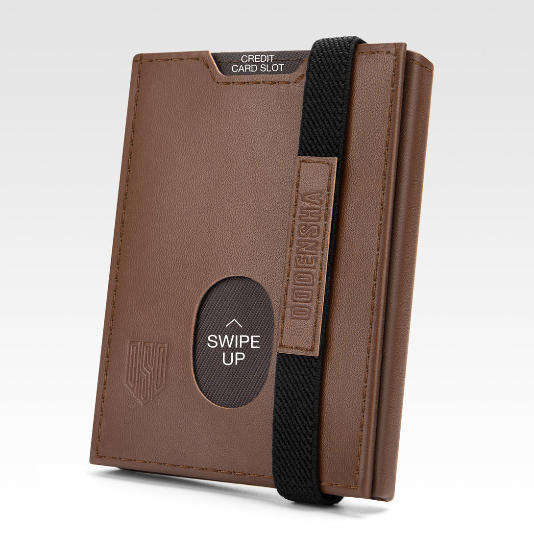 Premium Leather Minimalist Wallet - 10 Card RFID Blocking Trifold for Men