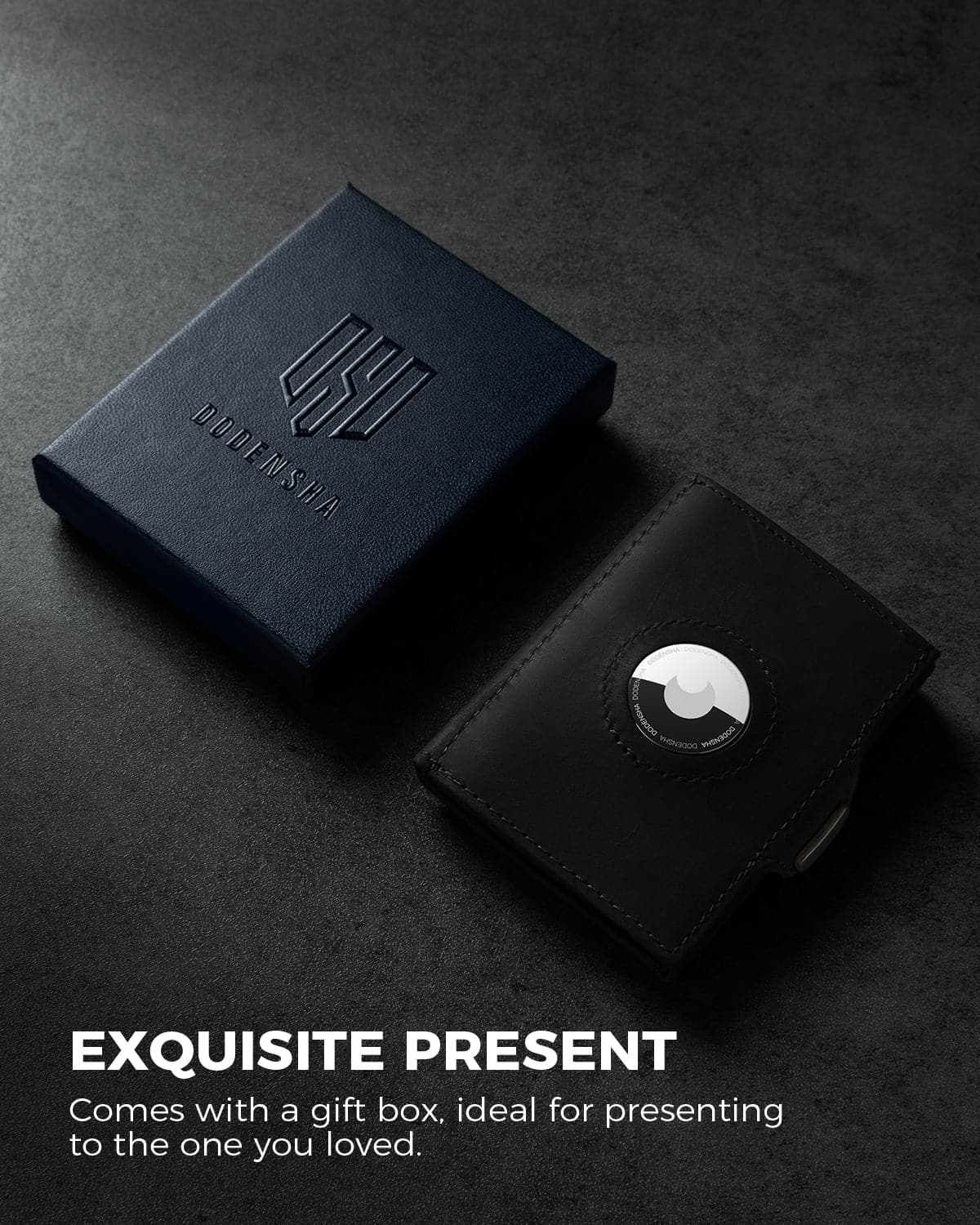 DODENSHA AirTag Wallet, Credit Card Holder Slim Wallet RFID Blocking Genuine Leather Minimalist Wallet with Banknote Compartments, ID Window, Coin Pocket & Snap Closure Men Wallets with Gift Box - DODENSHA
