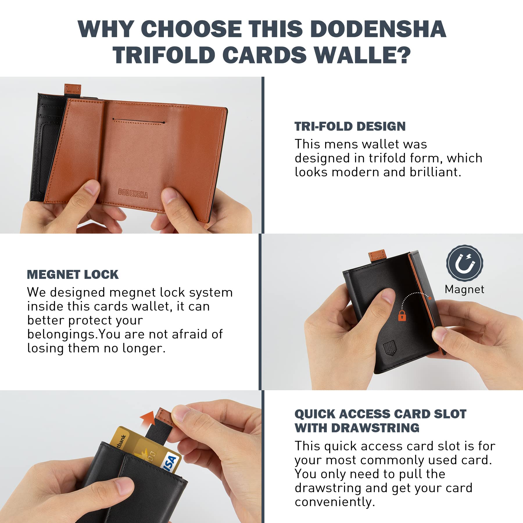 Men PU Wallets Long Design Metal Wallet Money Purse Clutch Bag Card Holder  Carteira Masculina