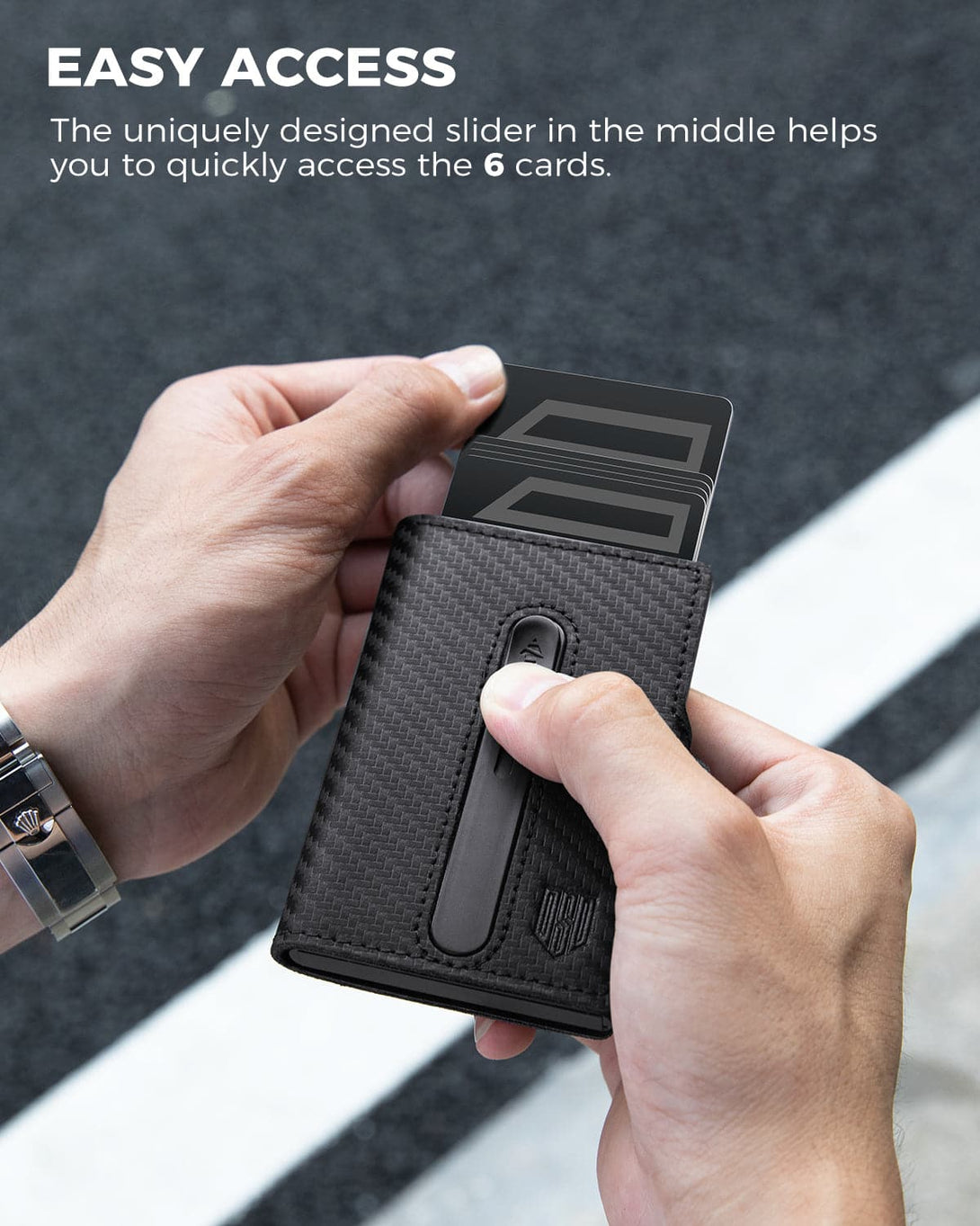 AL221 Airtag Wallet Men's Genuine Leather Credit Card Holder-Carbon - DODENSHA