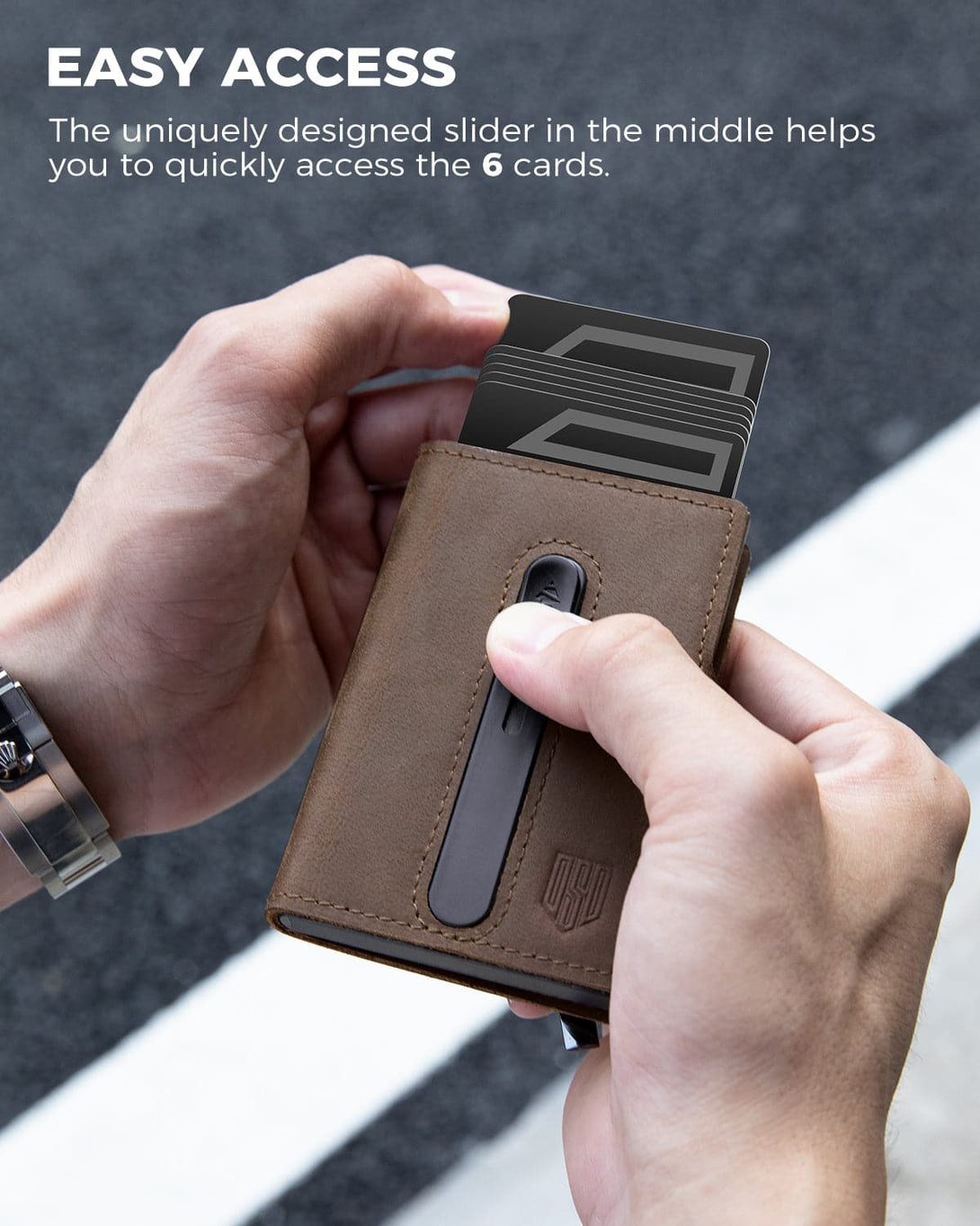AL221 Airtag Wallet Men's Genuine Leather Credit Card Holder-Coffee - DODENSHA
