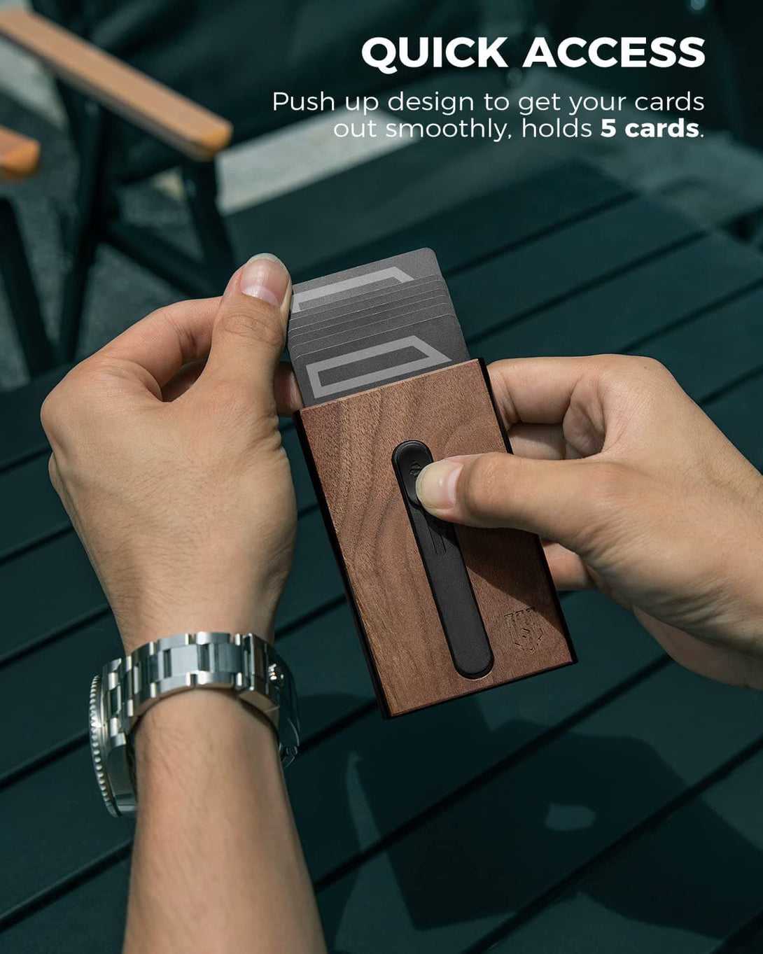 L222 Card Holder Wallet, Slim Wallet Aluminum Credit Card Holder with Money Pocket Cash RFID Blocking Pop Up Wallet for Men - DODENSHA