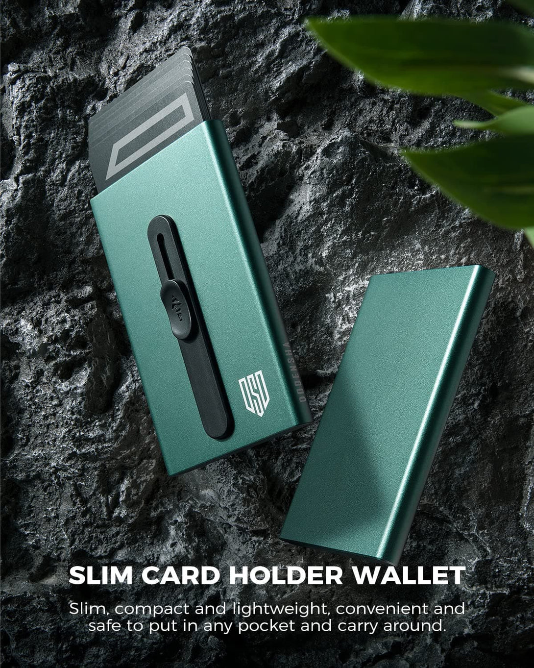 L223 Card Holder Wallet, Slim Wallet Aluminum Credit Card Holder RFID Blocking Pop Up Wallet for Men Green - DODENSHA