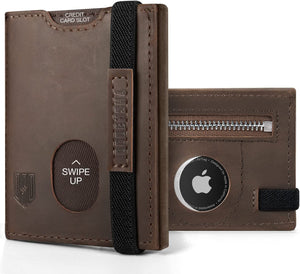 Leather Apple AirTag Wallet Card Wallet With Pocket For Apple