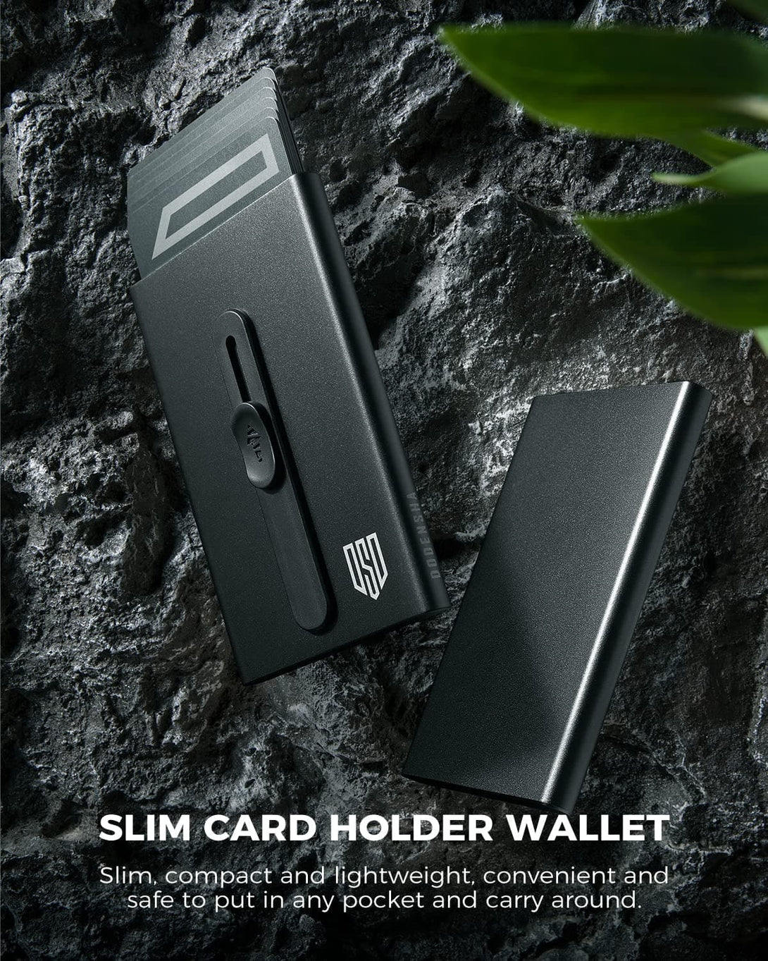 L223 Card Holder Wallet, Slim Wallet Aluminum Credit Card Holder RFID Blocking Pop Up Wallet for Men Black - DODENSHA